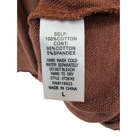 Easel Los Angeles Washed Mauve V-Neck Long Sleeve Top Pullover Casual Relaxed L - Picture 4 of 5